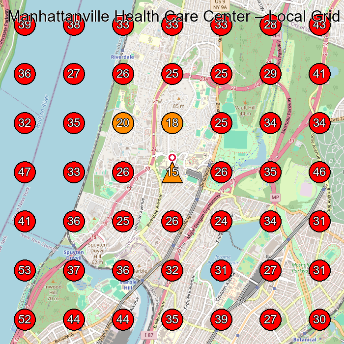 Manhattanville Health Care Center GeoGrid visibility map for Nursing Home in Bronx
